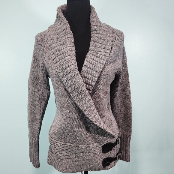 Moda International Sweaters - Moda International Sweater Woman’s Sz Small Wool Blend Gray Wrap Buckle
Lot F
